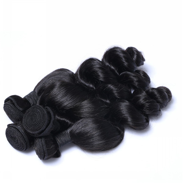 Loose wave natural color hair weave with top quality  YL082